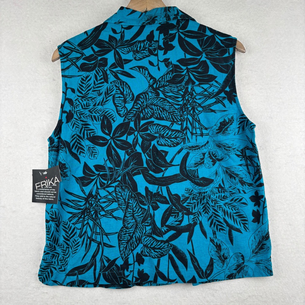 Erika Linen Blend Shirt Womens M Sleeveless Button Up - Picture 4 of 9